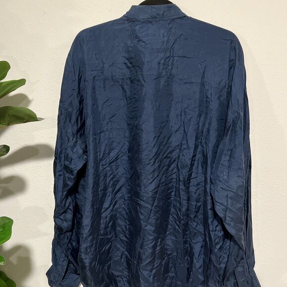 VTG Substudio Shirt Adult XL Blue 100% Silk‎ Button Up Long Sleeves Pockets NWT - Picture 14 of 16